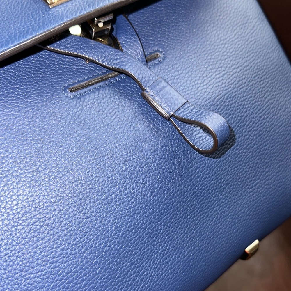 🔥🔥🔥Authentic Salvatore Ferragamo The Studio Blue Leather Studded Backpack - Picture 11 of 16